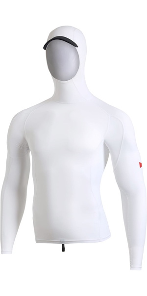 2026 Florence Marine X Mens Long Sleeve Hooded Rash Vest FMSS00030 - White
